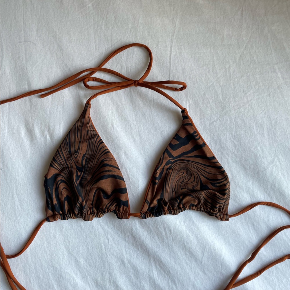 Good American Chai Reverse Ties Triangle Bikini Top & Bottom Size 1 / US small - Picture 5 of 12
